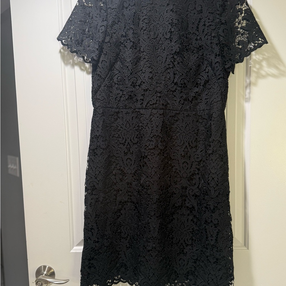 Kate Spade Black tapestry  Lace short  Sleeve Dress